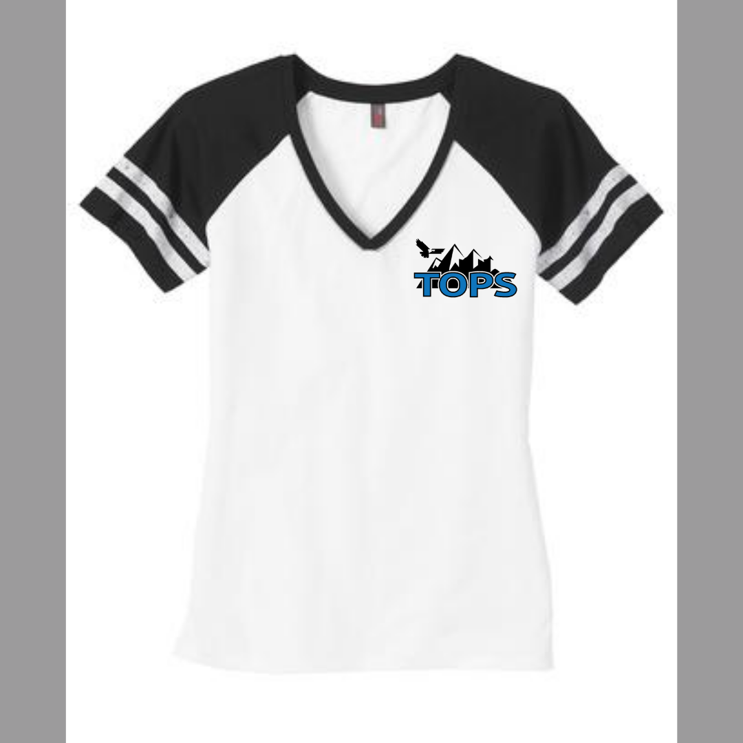 Tops Left Chest Ladies Game V-neck Tee