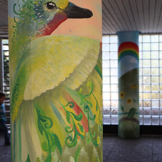 Gemalter bunter Fantasievogel