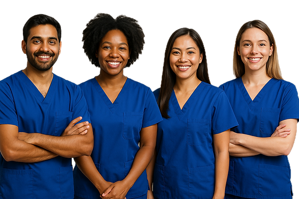 A group of diverse compassionate caregivers.