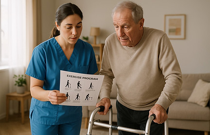 Personal support worker providing compassionate home care to an elderly client in Niagara.