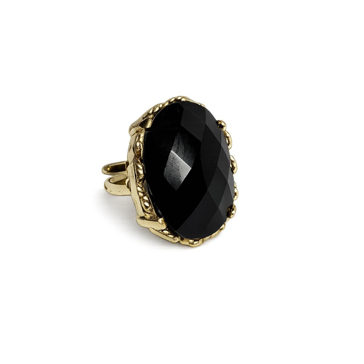 Anello in bronzo regolabile pietra ovale 24x18 mm - BRONZART817