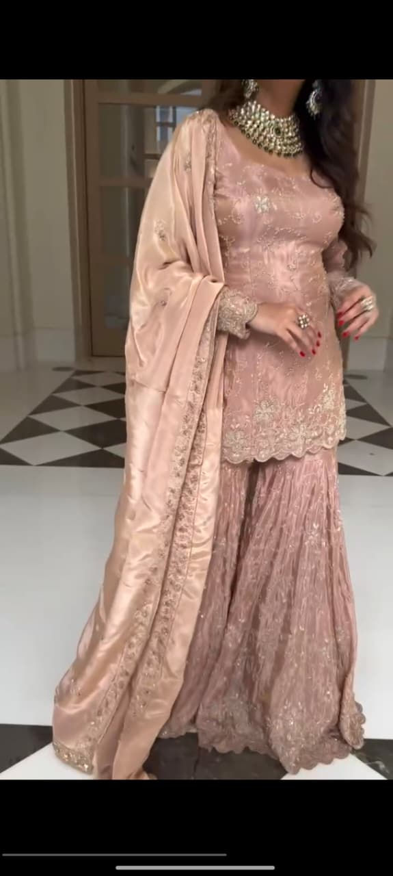 Peach Color Sharara Suit