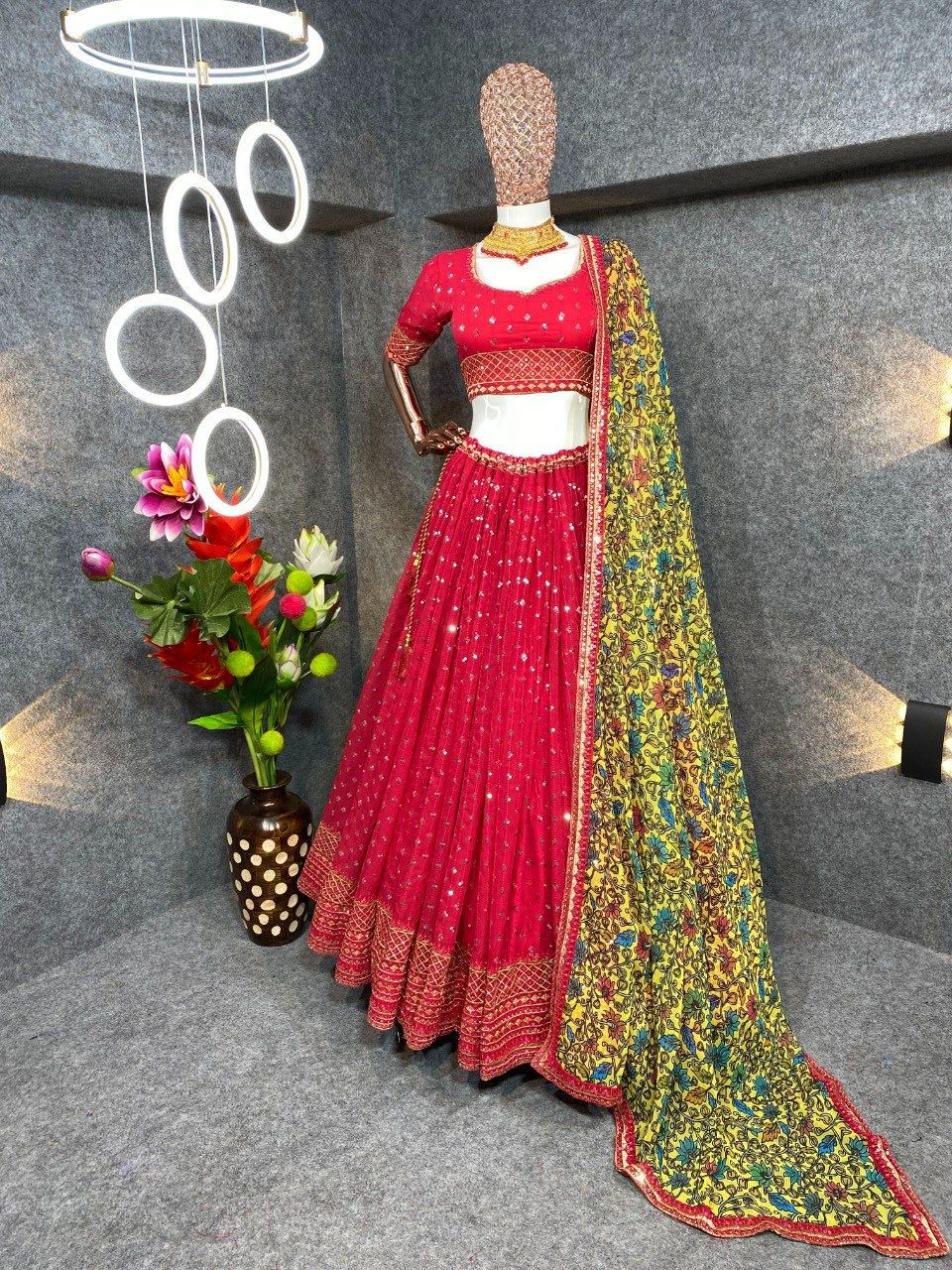 Launching Wedding Wear Georgette With Embroidery Work Lehenga Choli