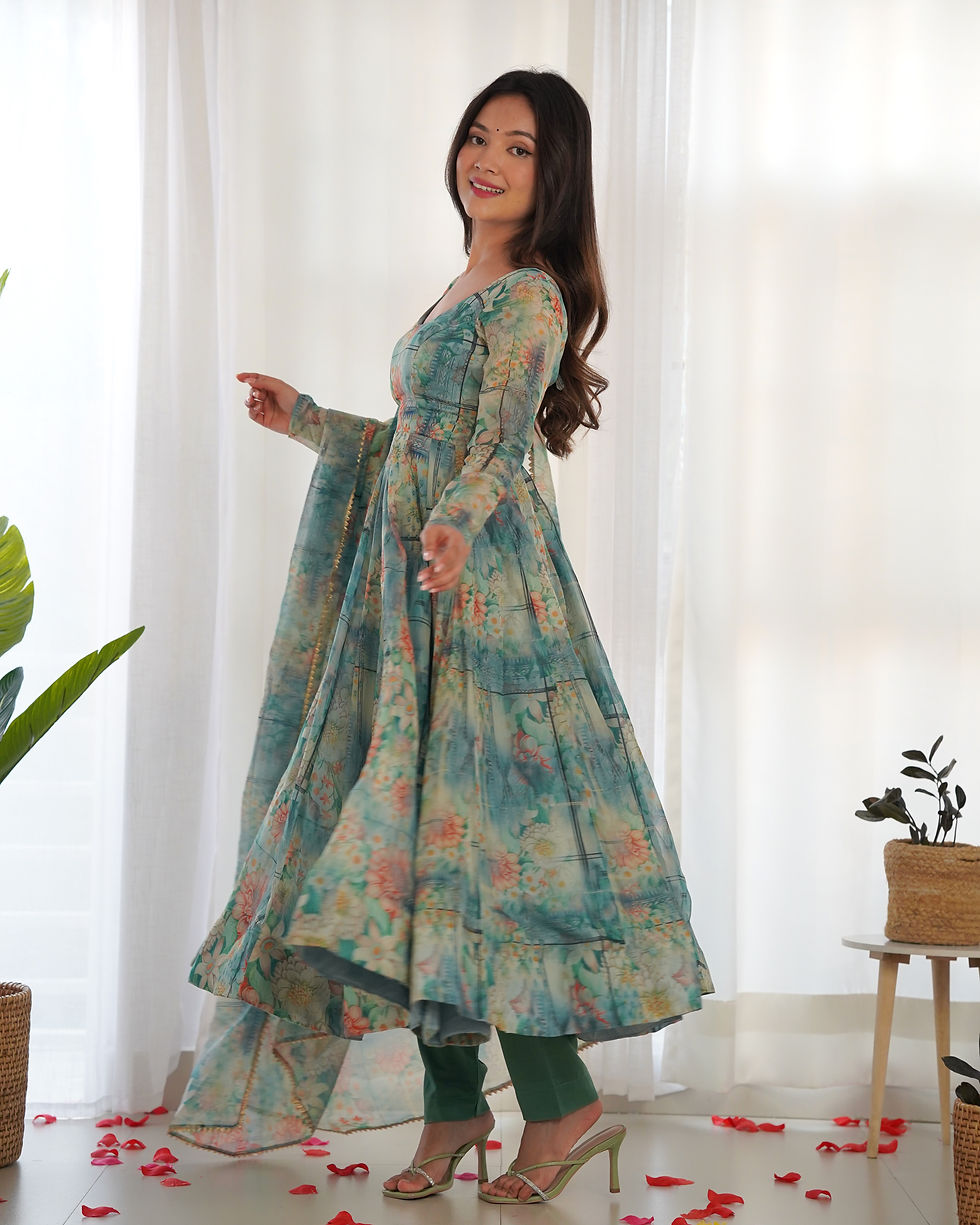 Sea Green Color Anarkali Suit