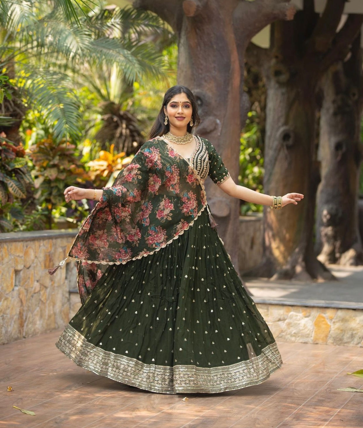 Fashionuma Mahendi Wear Embroidery With Sequence Work Lehenga Choli