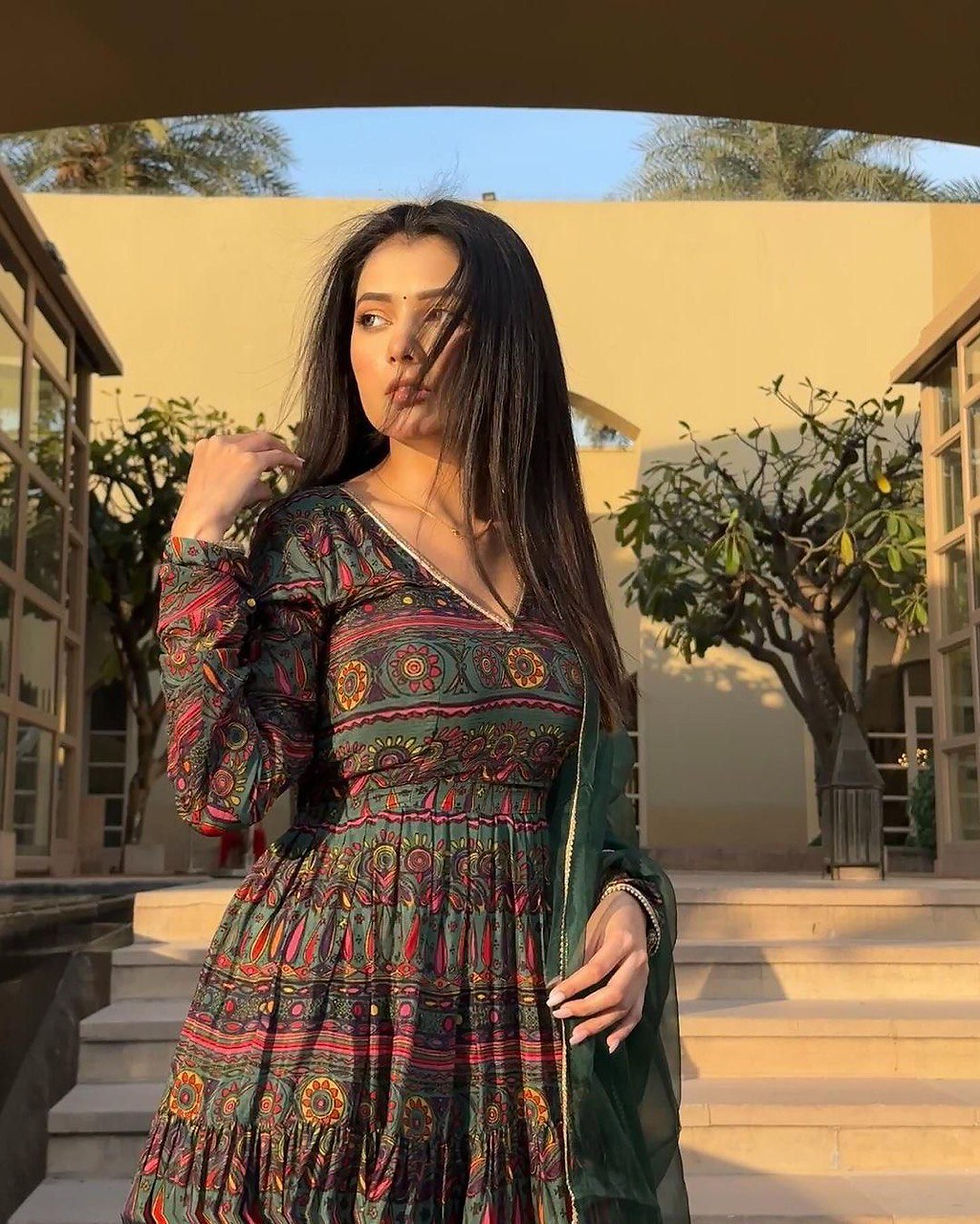 Amazing Multi Colour Digital Printed Long Gown