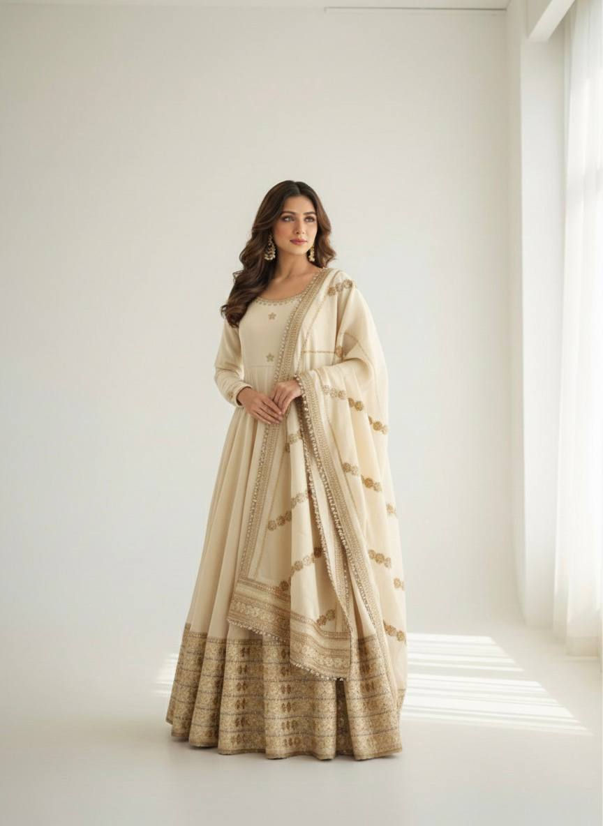 Classic Looking Anarkali Gown With Dupatta