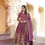 Thumbnail: Levender Coloue Sequence With Embroidery Work LOng Gown
