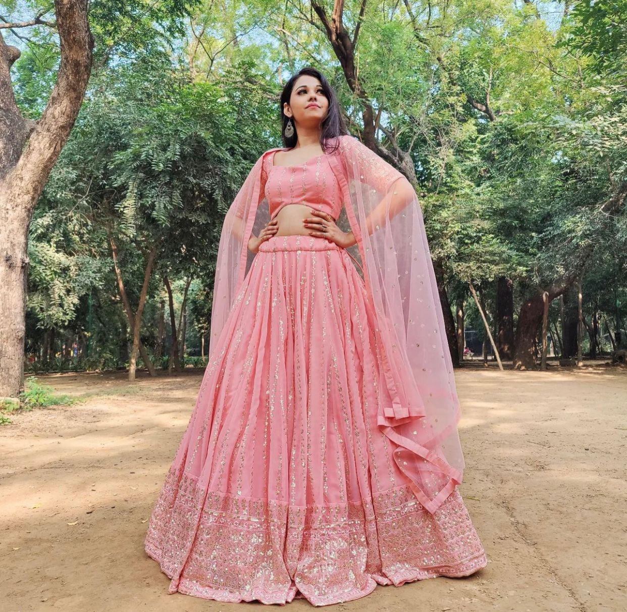 Light Pink Colour Embroidery Work Lehenga Choli