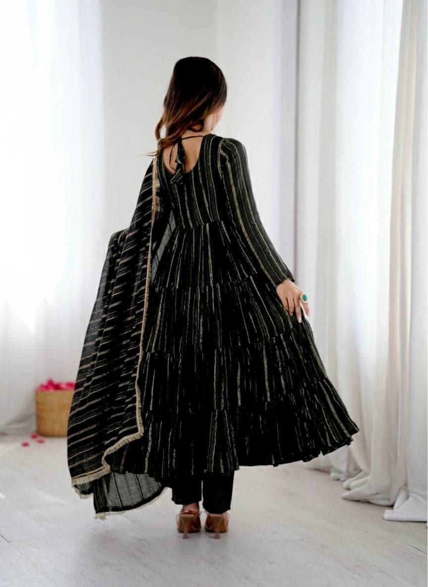 Ruffle Wear Black Anarkali Suit