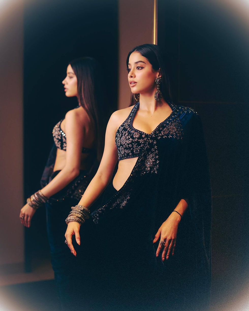 Thumbnail: Velvet Wear Designer Wedding Wear Sequence Work Saree