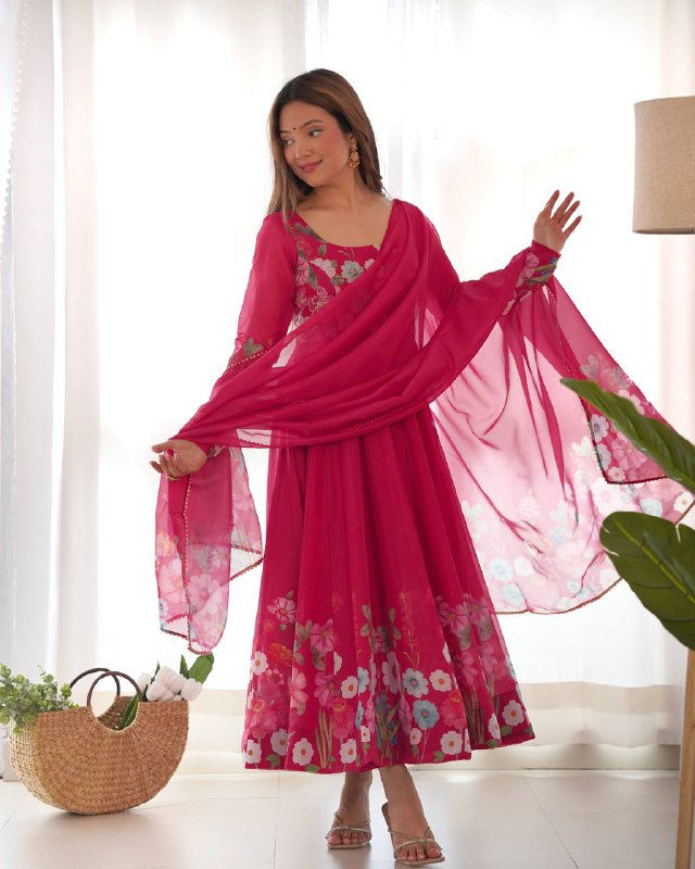 Thumbnail: Designer Pink Color Long Anarkali Suit