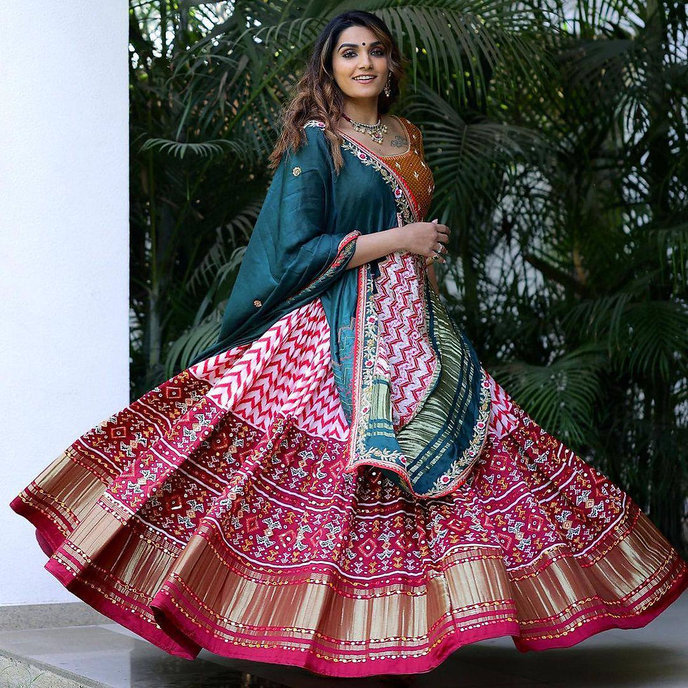 Classic Multi Colour Digital Print Butter Silk With Real Mirror Work Lehenga
