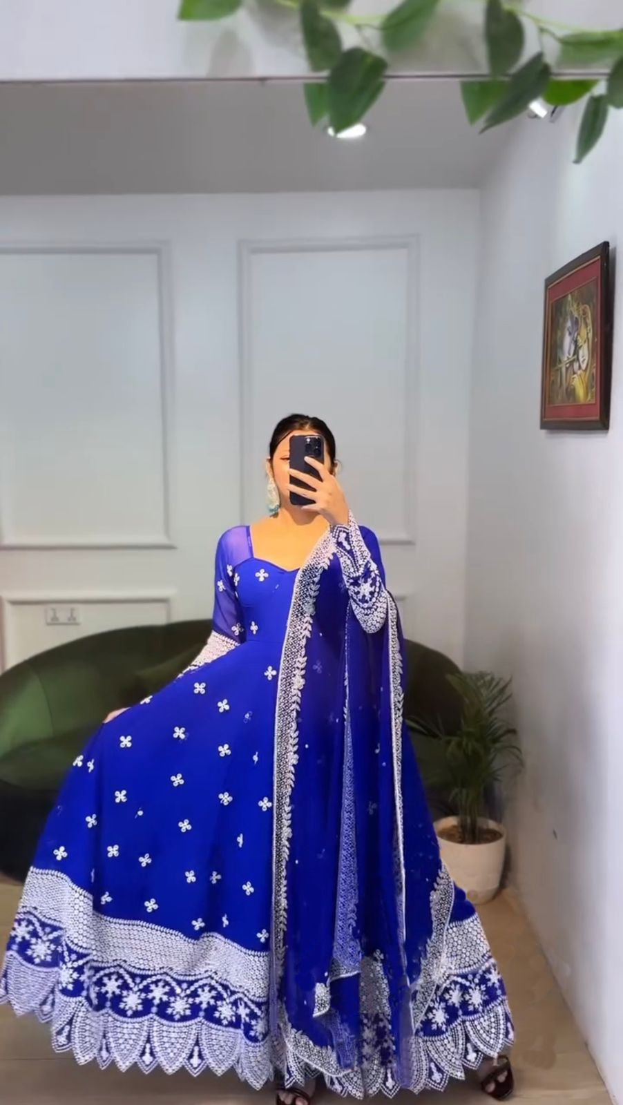 Attractive Royal Blue Colour Embroidery With Heavy Sequence Work Anarkali Suit