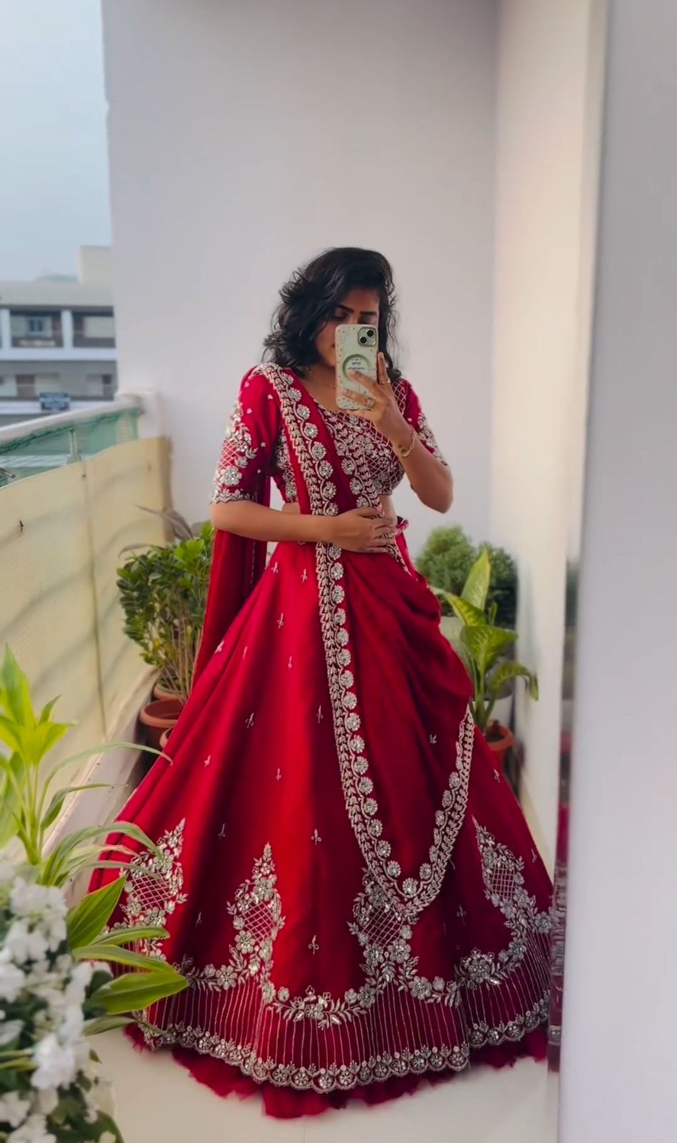 Attractive Red Colour Heavy Embroidery Work Wedding Wear Lehenga Choli