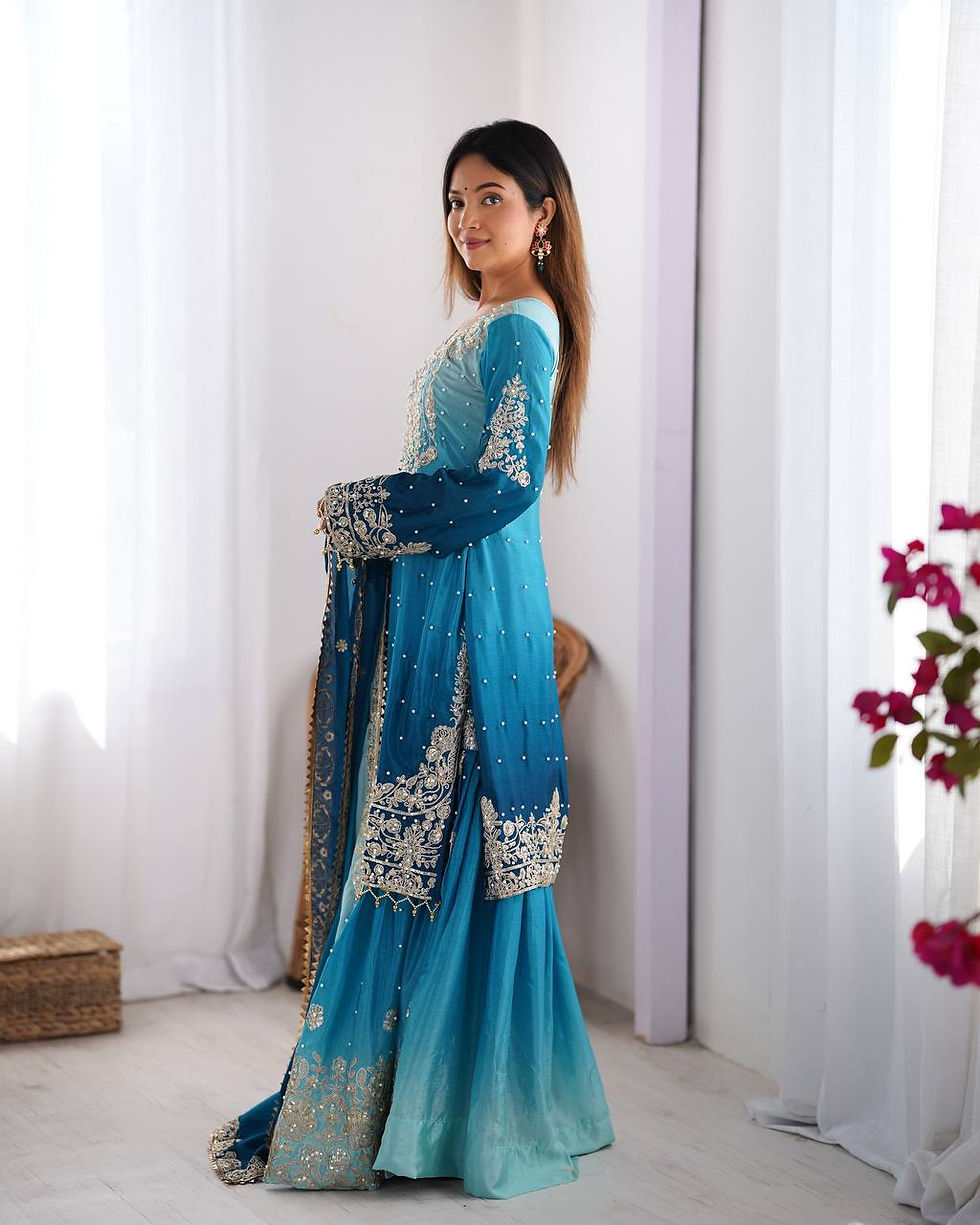 Thumbnail: Chinon Silk With Sequence Work Sharara