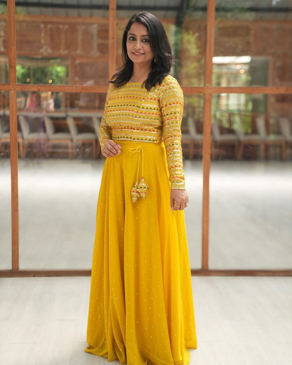 Attractive Haldi Colour Heavy Embroidery work Lenegha Choli