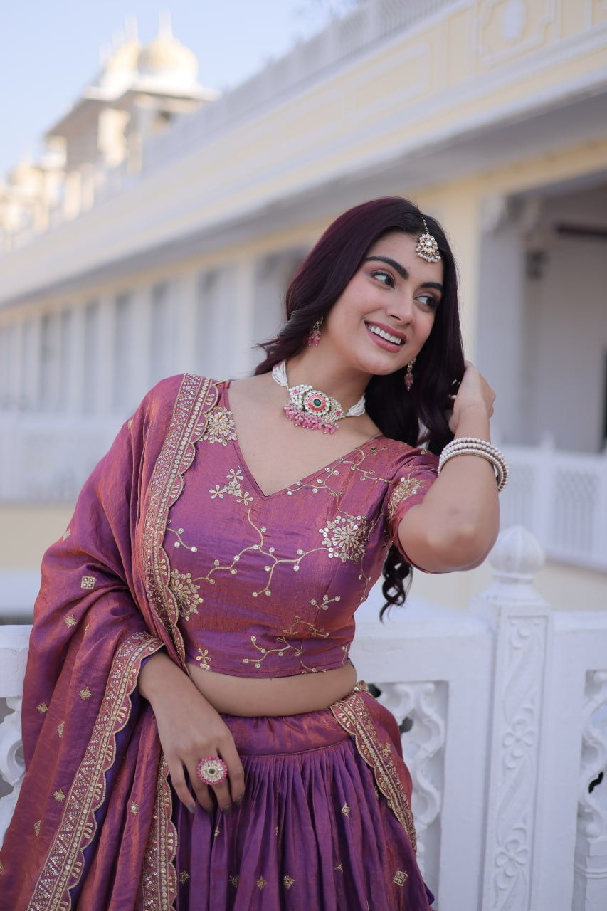 Thumbnail: Designer Pink Color Wedding Wear Lehenga Choli For Women