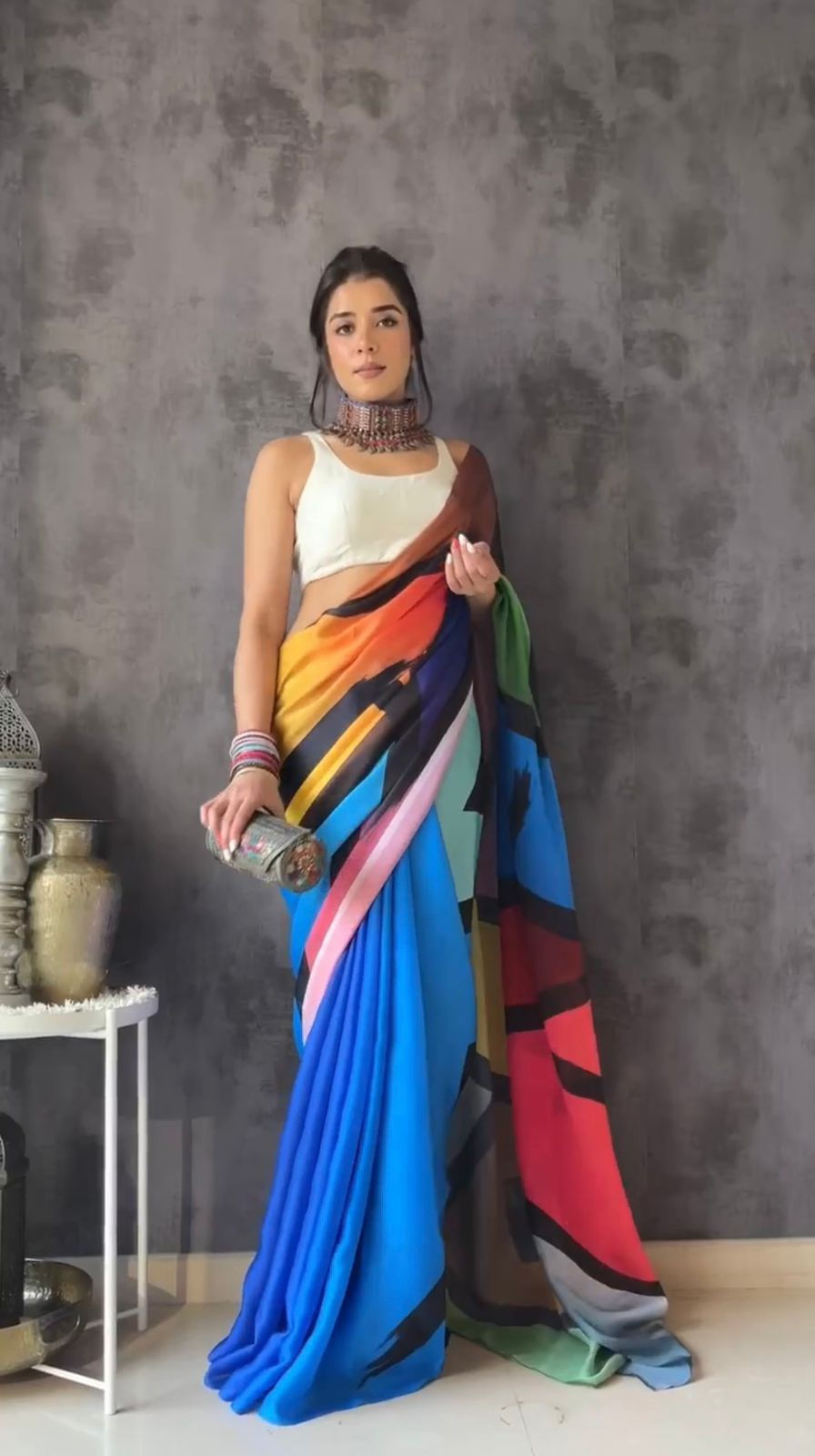 Stylish Multi Colour Wear Japan Satin Silk saree For Party Wear