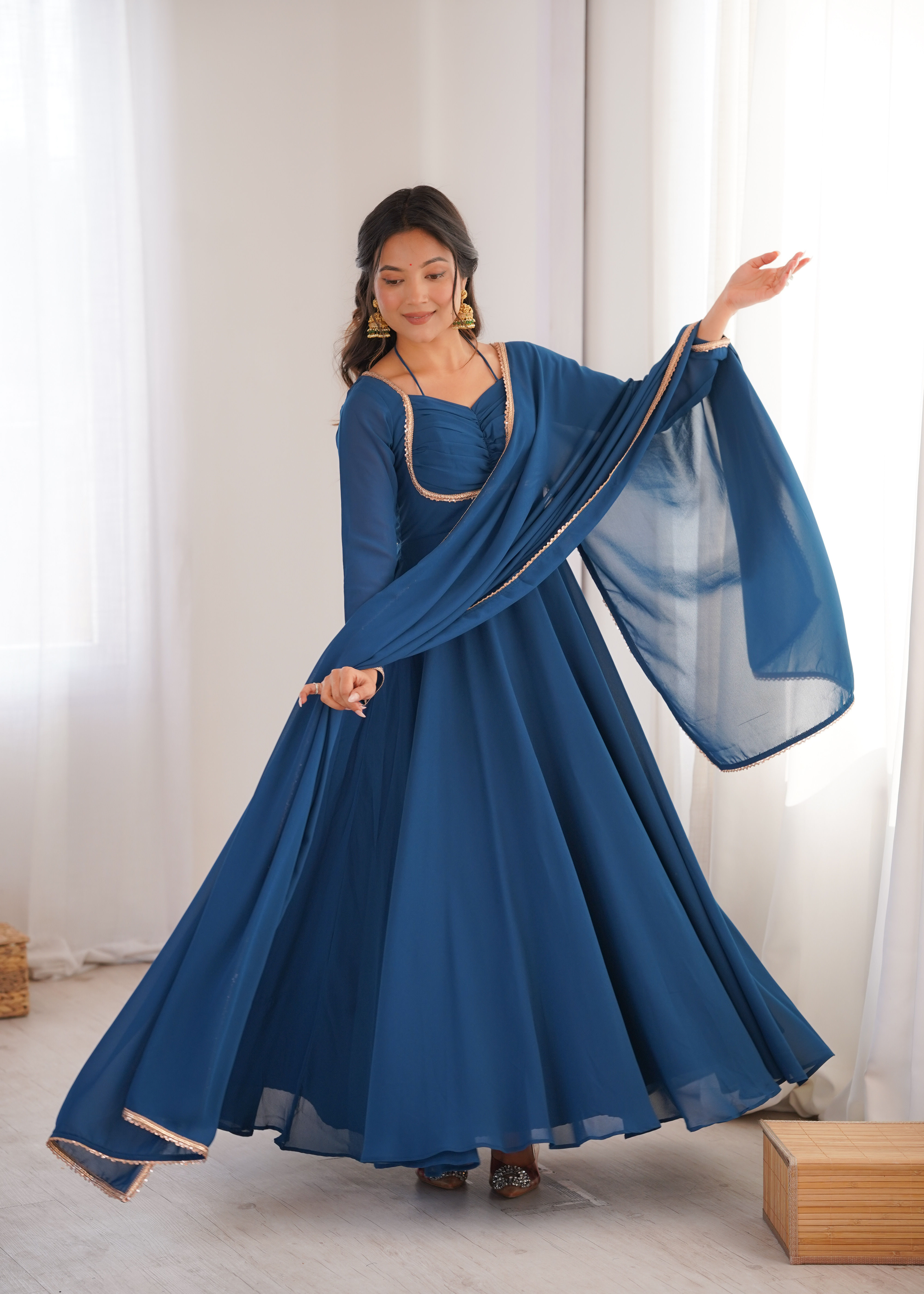Rama Blue Color Georgette Wear Long Anarkali Suit