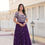 Thumbnail: Purple Colour Wedding Wear Sequence With Embroidery Work Long Gown