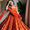 Thumbnail: Function Wear Orange Color Fandy Silk With Thread Work Long Gown With Dupatta