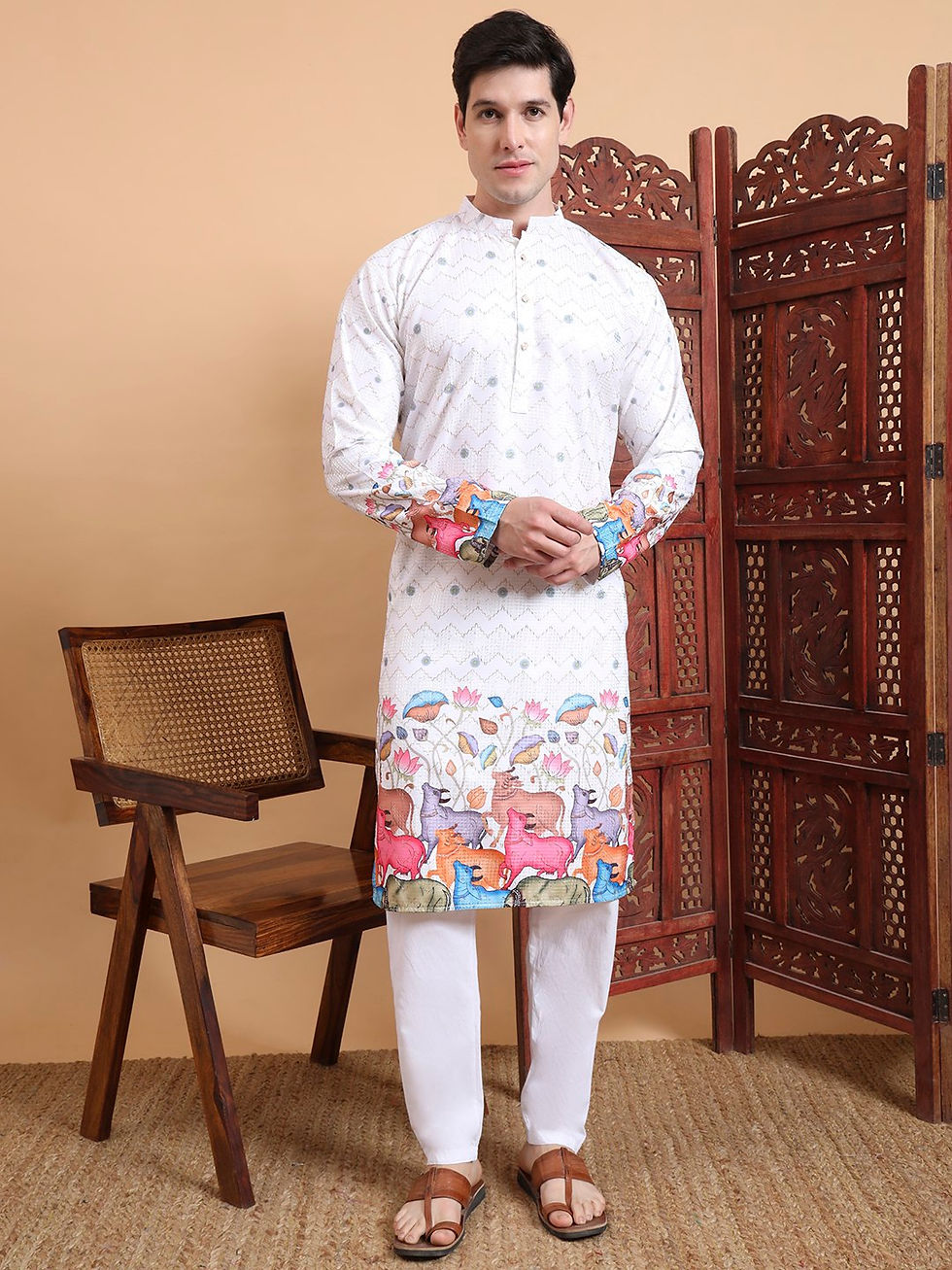 Classic Looking White Color Mens Kurta And Pajama Set