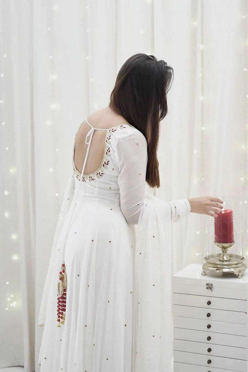 White Color Designer Anarkali Gown