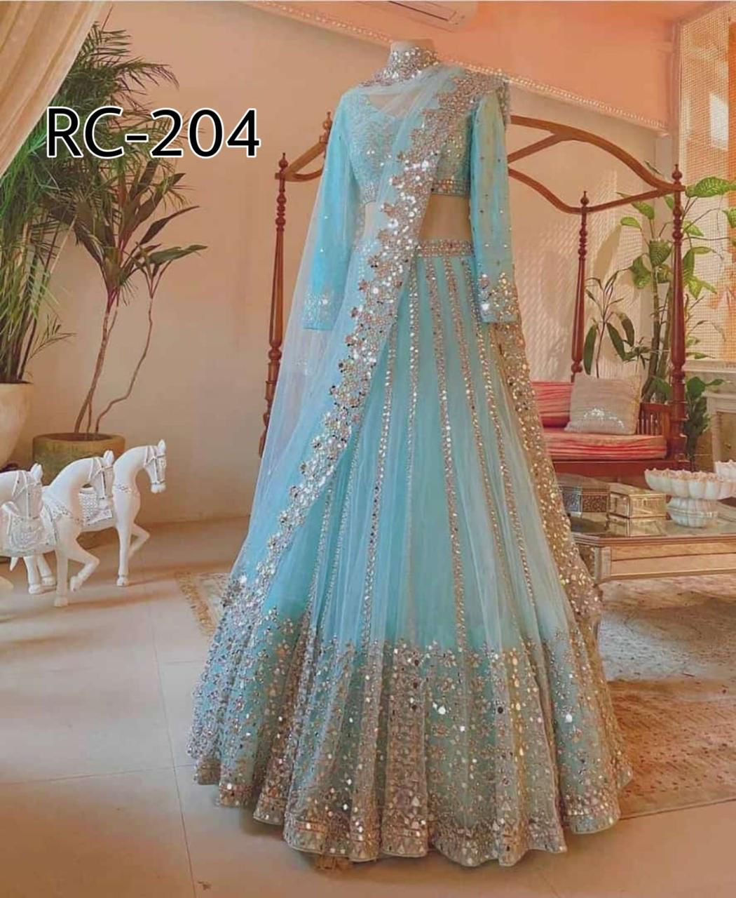 Beautiful Sky Blue Colour Bollywood Wear Lehenga Choli