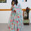 Thumbnail: Beautiful Green Colour Digital Printed Organza Silk Gown