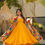 Thumbnail: Pretty Mustard Colour Chinon Silk With Digital Printed Gown With Dupatta