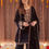 Thumbnail: Attractive Black Colour Viscos Velvet Wear Embroidery Sequence Work Suit