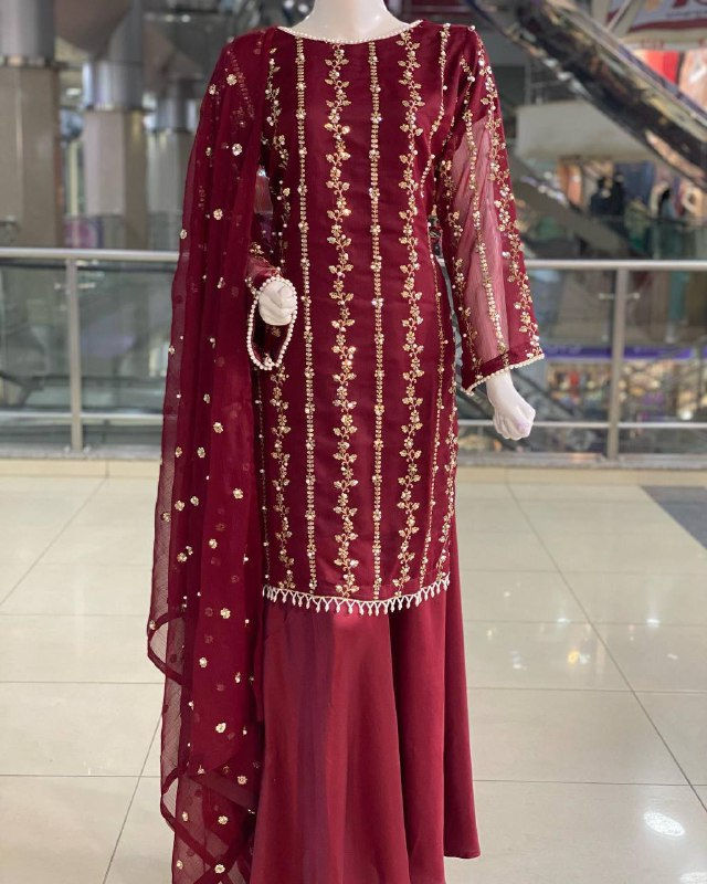 Elegant Maroon Colour Rivet Moti With Heavy Sequence Work Kurti Plazzo Suit