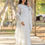 Thumbnail: Pretty White Color Georgette With Embroidery Work Long Gown With Dupatta