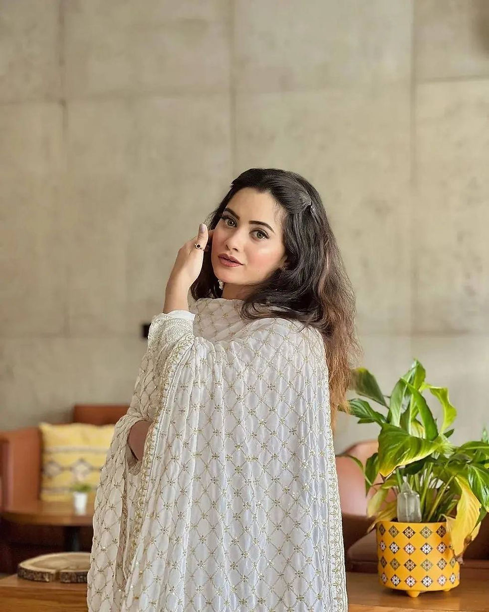 Thumbnail: Elegant White Colour Sequence With Embroidery Work Gown Set