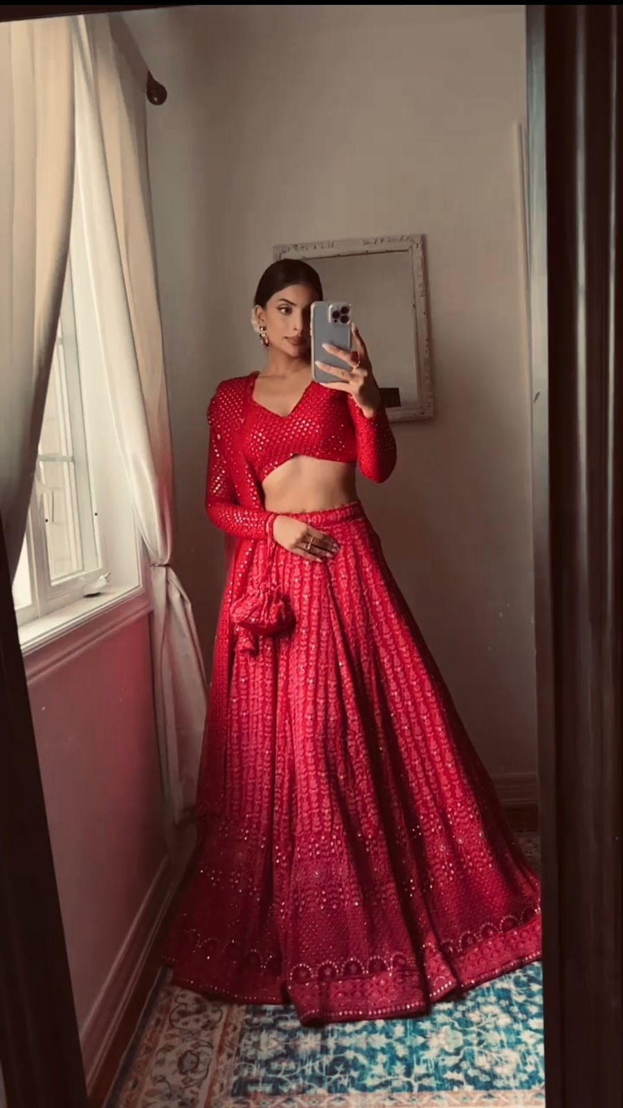 Red Colour Wedding Wear Lehenga For Girls