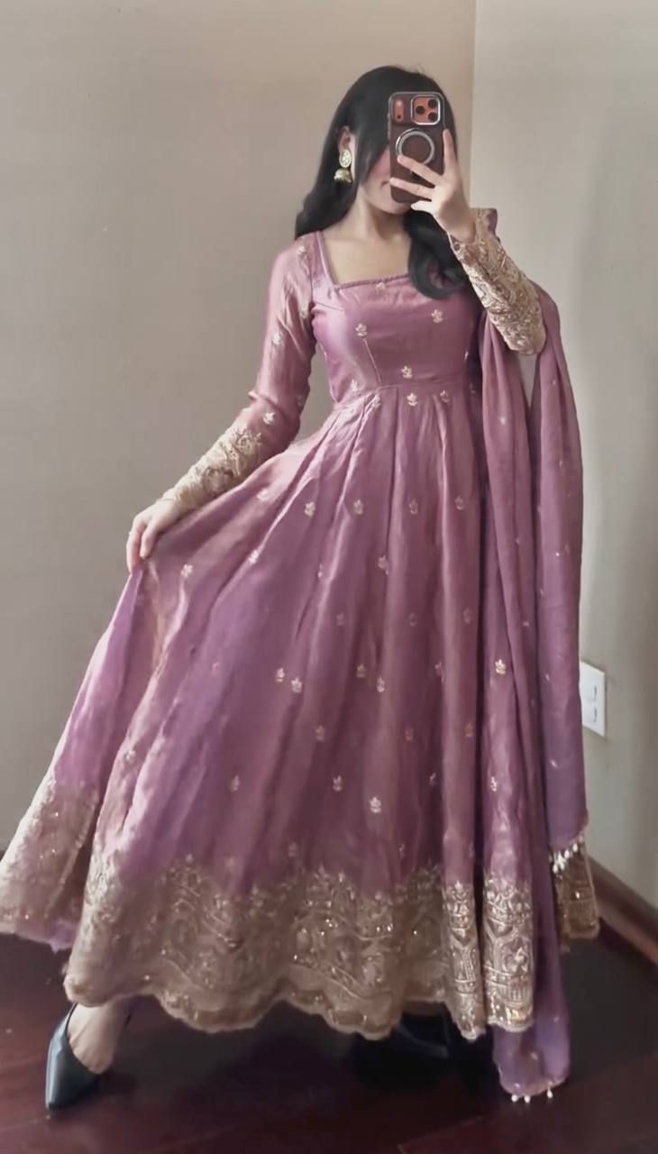 Light Pink Color Sequence Work Festive Wear Anarkali Suit