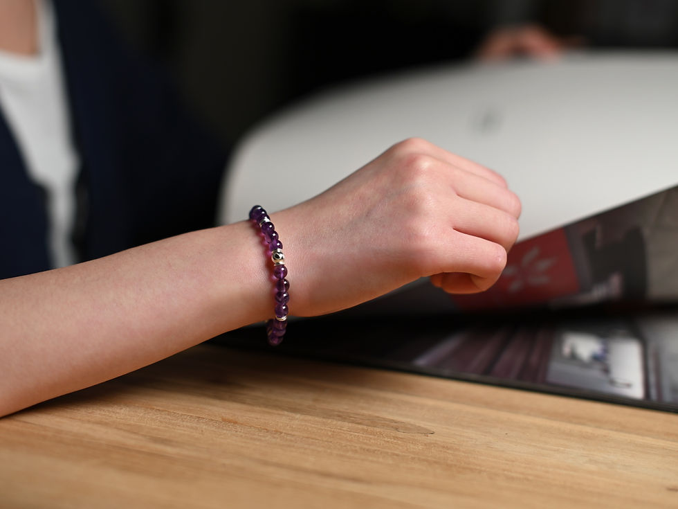 Thumbnail: Amethyst & Silver Cascade Bracelet | 6mm
