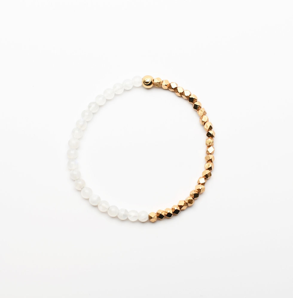 Moonstone & Faceted Gold Two-Tone Bracelet | 4mm