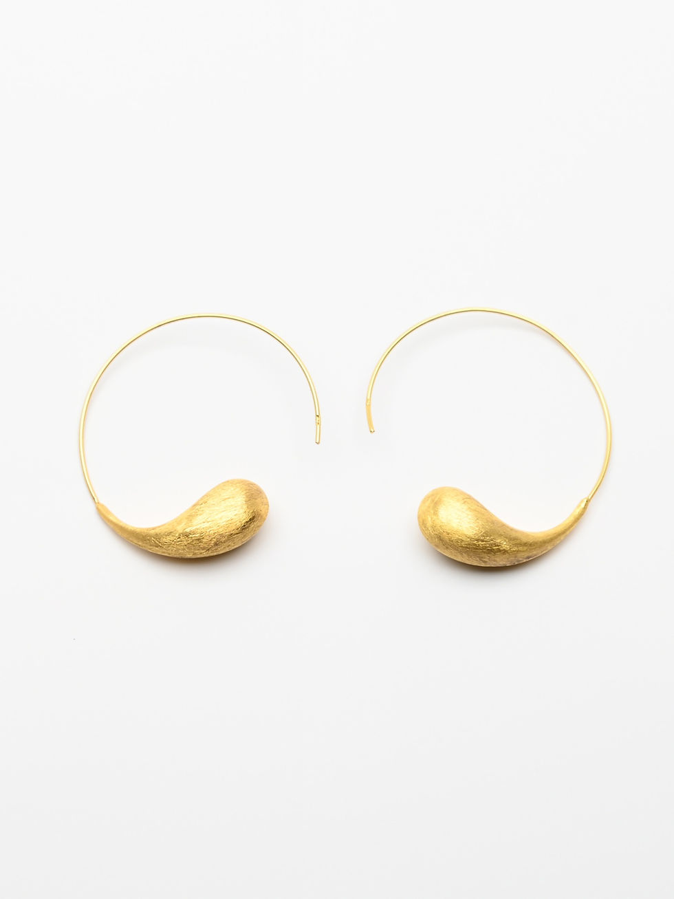 Gold "Comma" Hoop Brushed Earrings