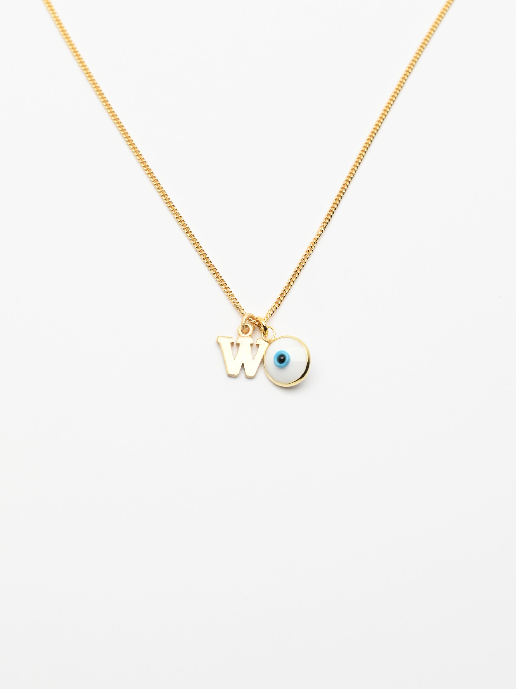 Lucky Evil Eye & Letter Charms (A - Z) on Gold Chain