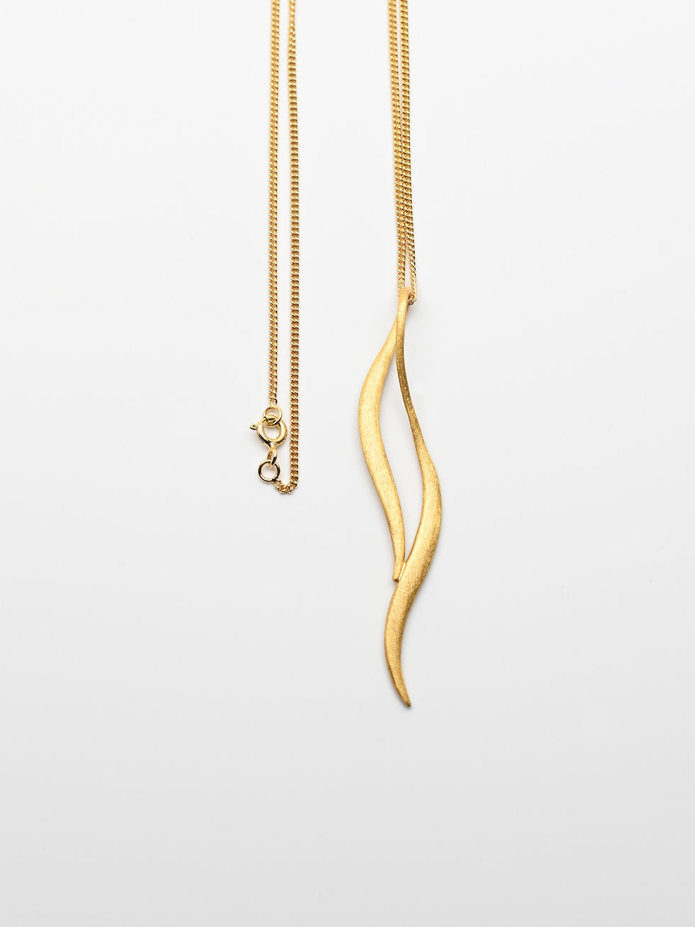 Thumbnail: Brushed Gold Plated Pendant Geometric Double Curves Design