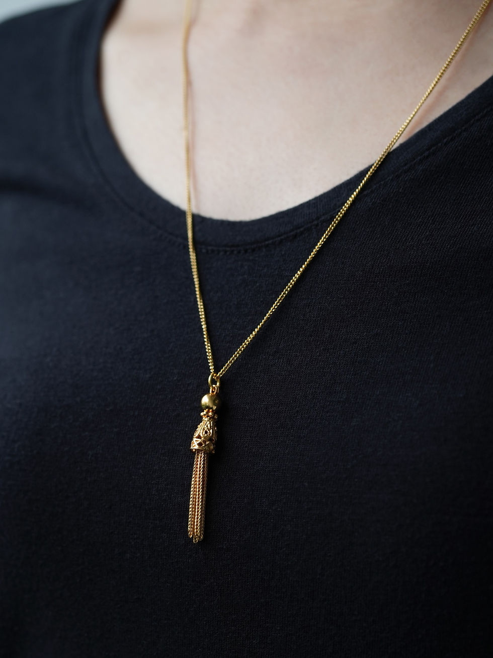 Thumbnail: Handcrafted Oriental Gold Tassels Pendant