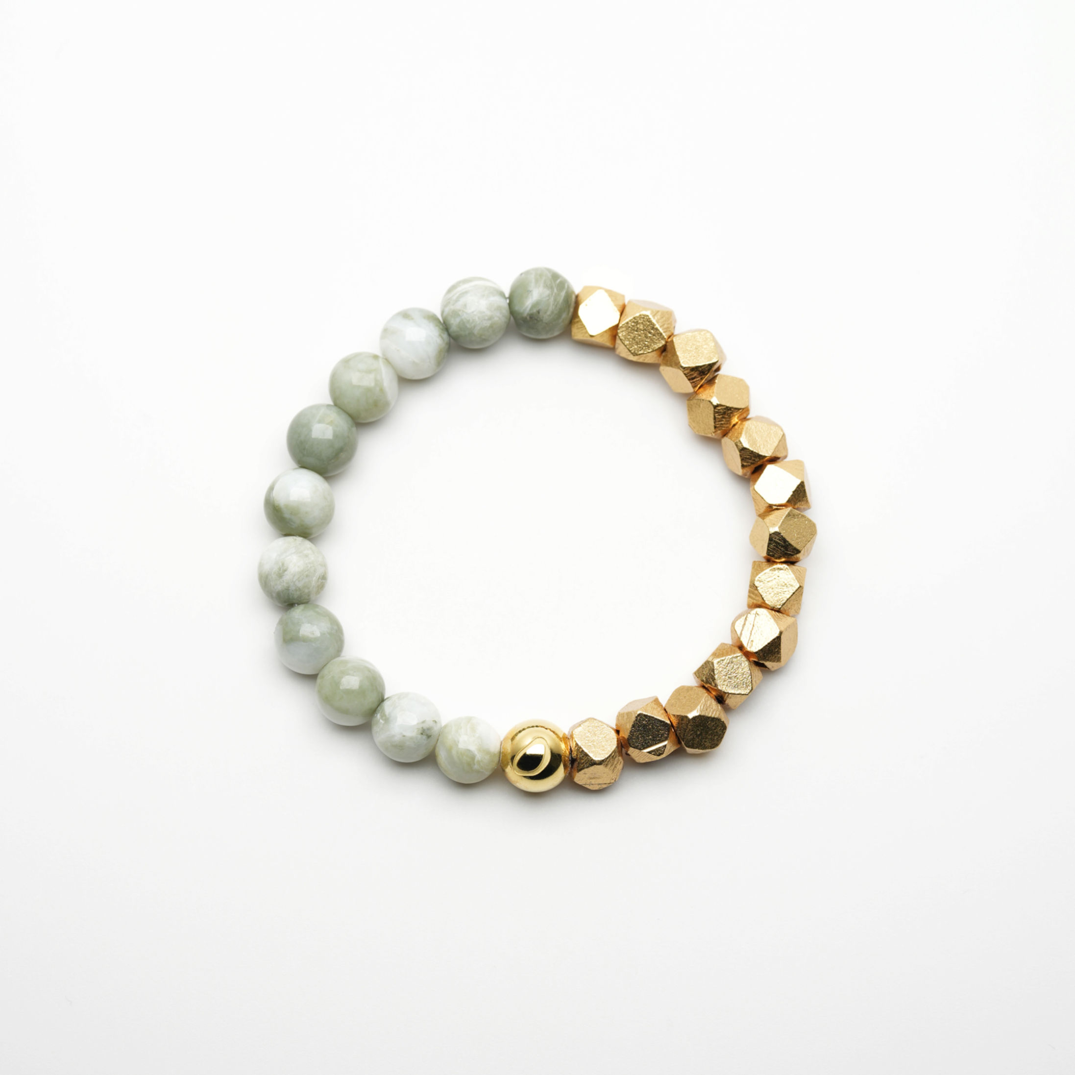 Itoigawa Jade & Faceted Gold Two-Tone Bracelet | 8mm
