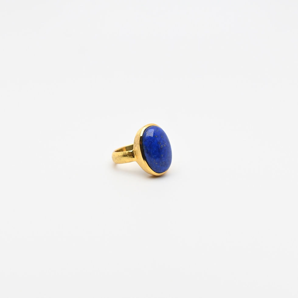 Lapis Lazuli Brushed Gold Ring