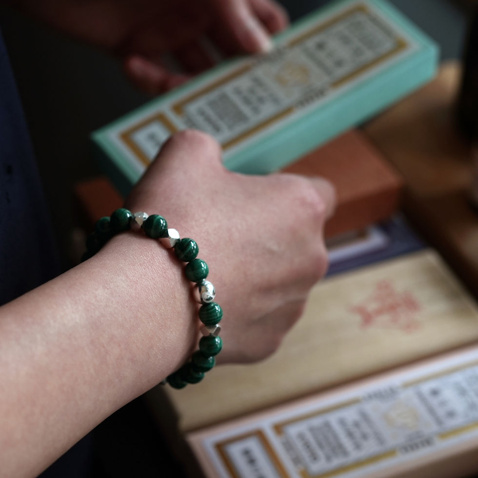 Premium Malachite (8mm) Random Faceted Silver Bracelet