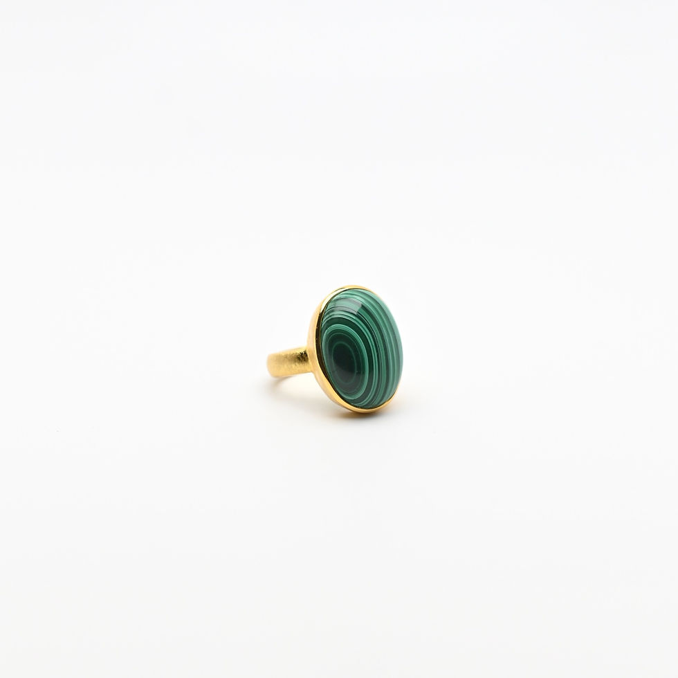 Malachite Brushed Gold Ring
