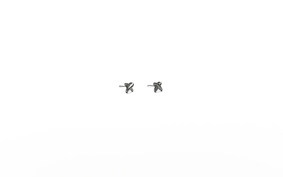 Thumbnail: Black Rhodium Wavy 3D Cross Earrings