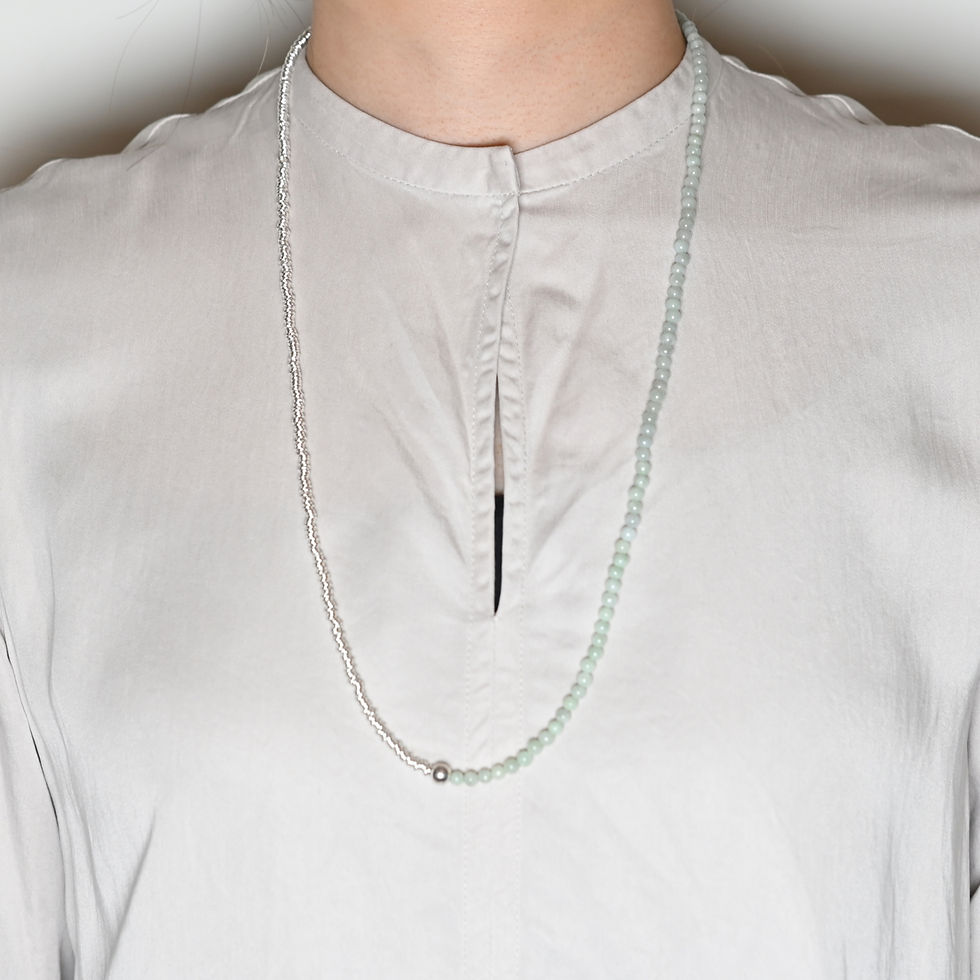 Jade & Silver Two-Tone Necklace | 4mm | 28"