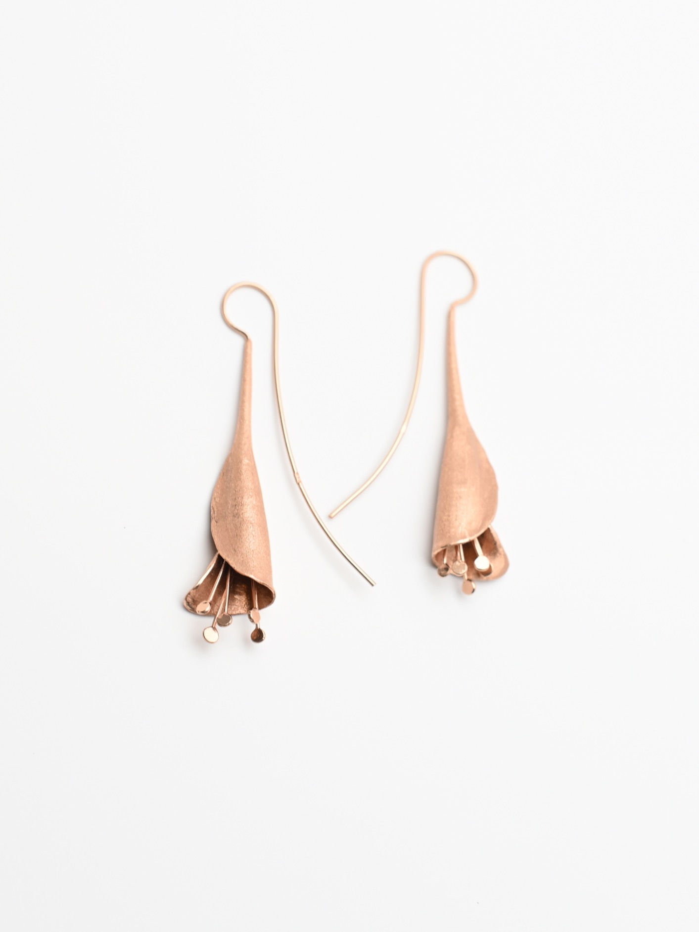 Morning Glory Flower Design Rose Gold Earrings